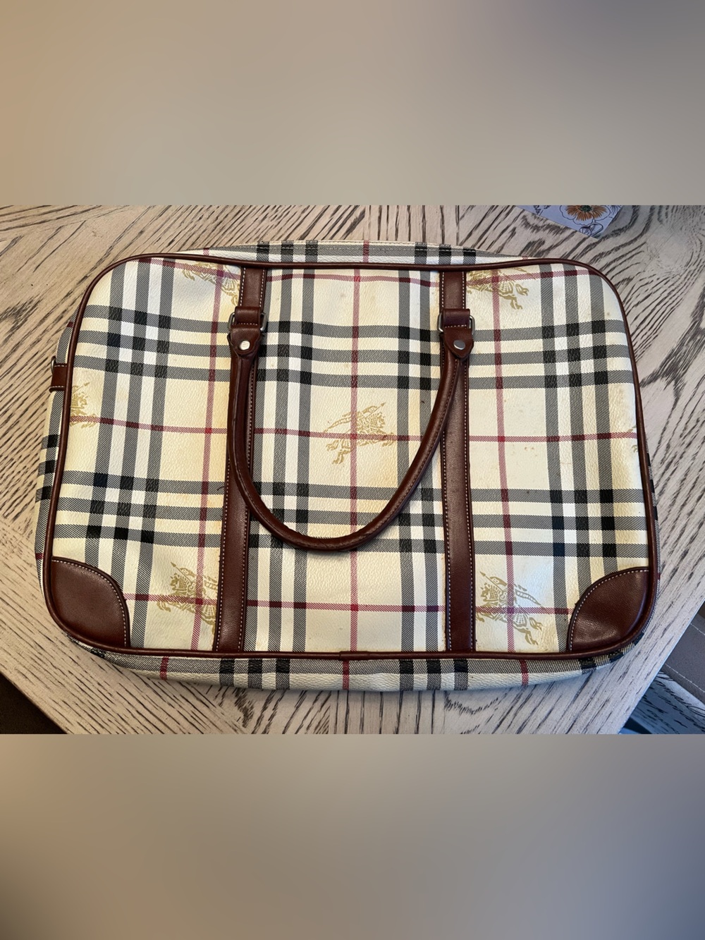 VINTAGE BURBERRY NOVA CHECK briefcase/laptop bag 14”x10”x 1 1/2”